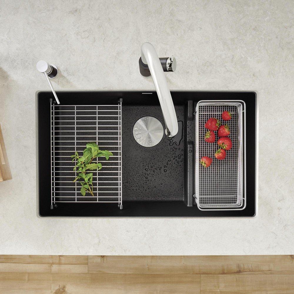 BLANCO Coal Black 28-3/4 x 18-1/8 in. No Hole Granite Composite Single Bowl Undermount Kitchen Sink 