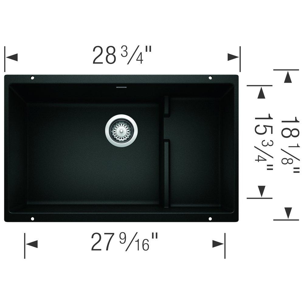 BLANCO Coal Black 28-3/4 x 18-1/8 in. No Hole Granite Composite Single Bowl Undermount Kitchen Sink 