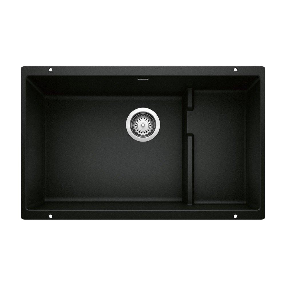 BLANCO Coal Black 28-3/4 x 18-1/8 in. No Hole Granite Composite Single Bowl Undermount Kitchen Sink 
