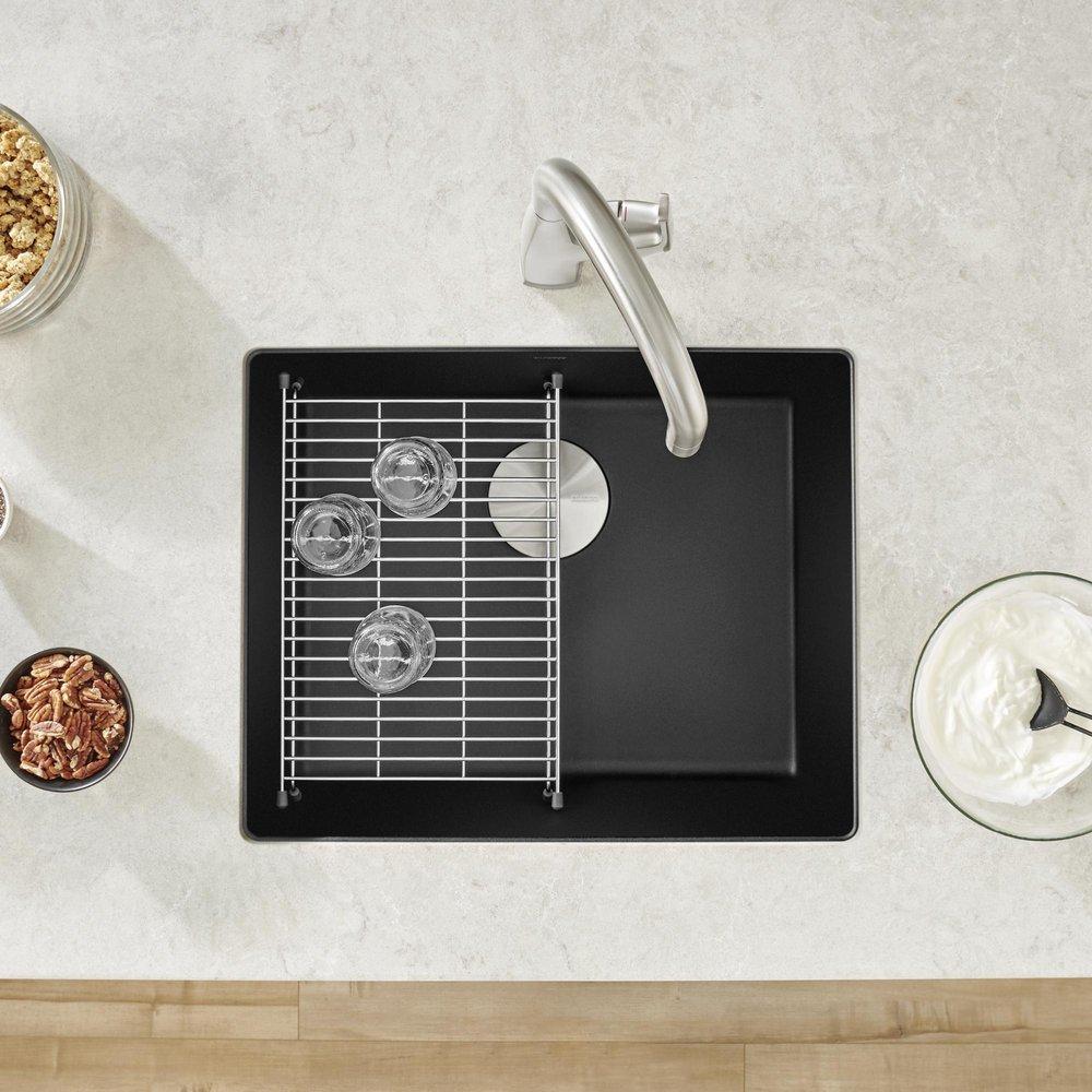 BLANCO Coal Black 20-3/4 x 18 in. No Hole Granite Composite Single Bowl Undermount Kitchen Sink 