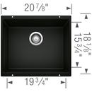 BLANCO Coal Black 20-3/4 x 18 in. No Hole Granite Composite Single Bowl Undermount Kitchen Sink 
