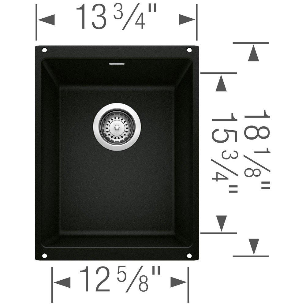 BLANCO Coal Black 13-3/4 x 18 in. No Hole Granite Composite Single Bowl Undermount Kitchen Sink 