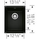 BLANCO Coal Black 13-3/4 x 18 in. No Hole Granite Composite Single Bowl Undermount Kitchen Sink 