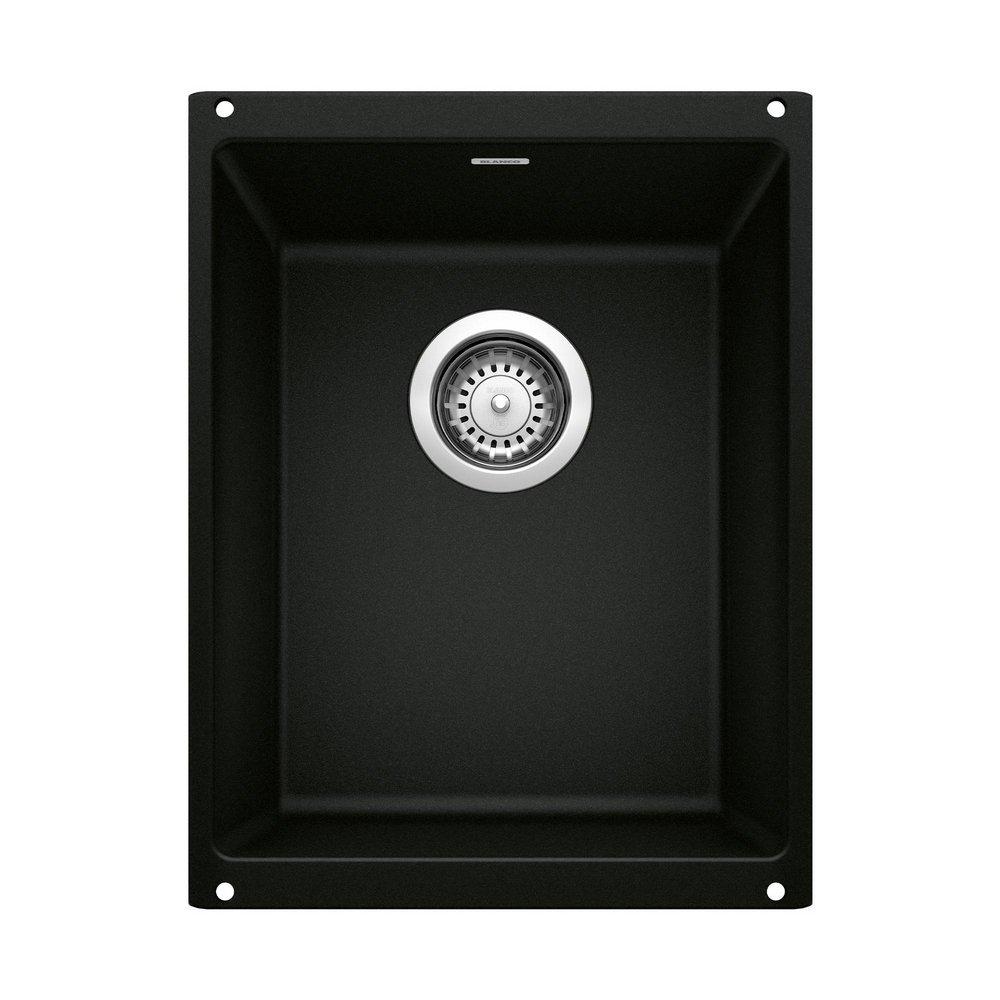 BLANCO Coal Black 13-3/4 x 18 in. No Hole Granite Composite Single Bowl Undermount Kitchen Sink 