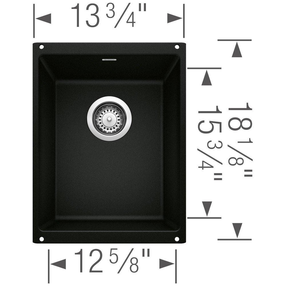 BLANCO Coal Black 13-3/4 x 18 in. No Hole Granite Composite Single Bowl Undermount Kitchen Sink 