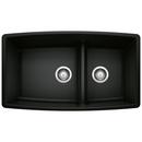33 x 19 in. No Hole Granite Composite Double Bowl Undermount Kitchen Sink in Coal Black