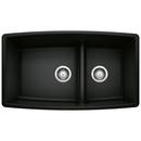 BLANCO Coal Black 33 x 19 in. No Hole Granite Composite Double Bowl Undermount Kitchen Sink 