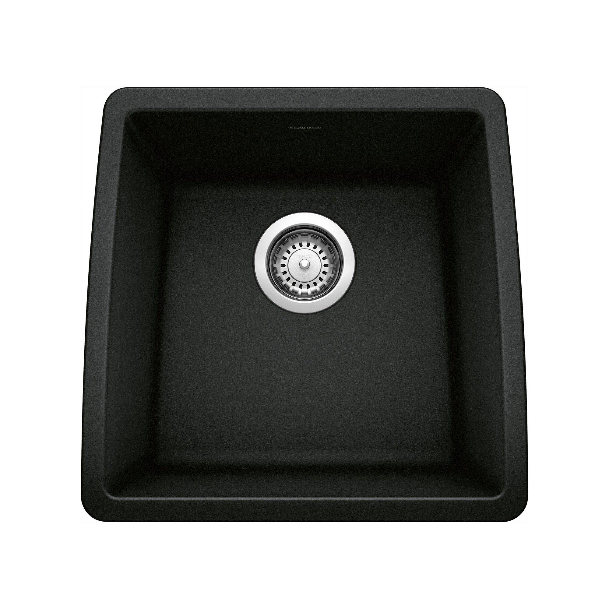 BLANCO Coal Black 17 x 17-1/2 in. 1-Hole Undermount Granite Composite Bar Sink 