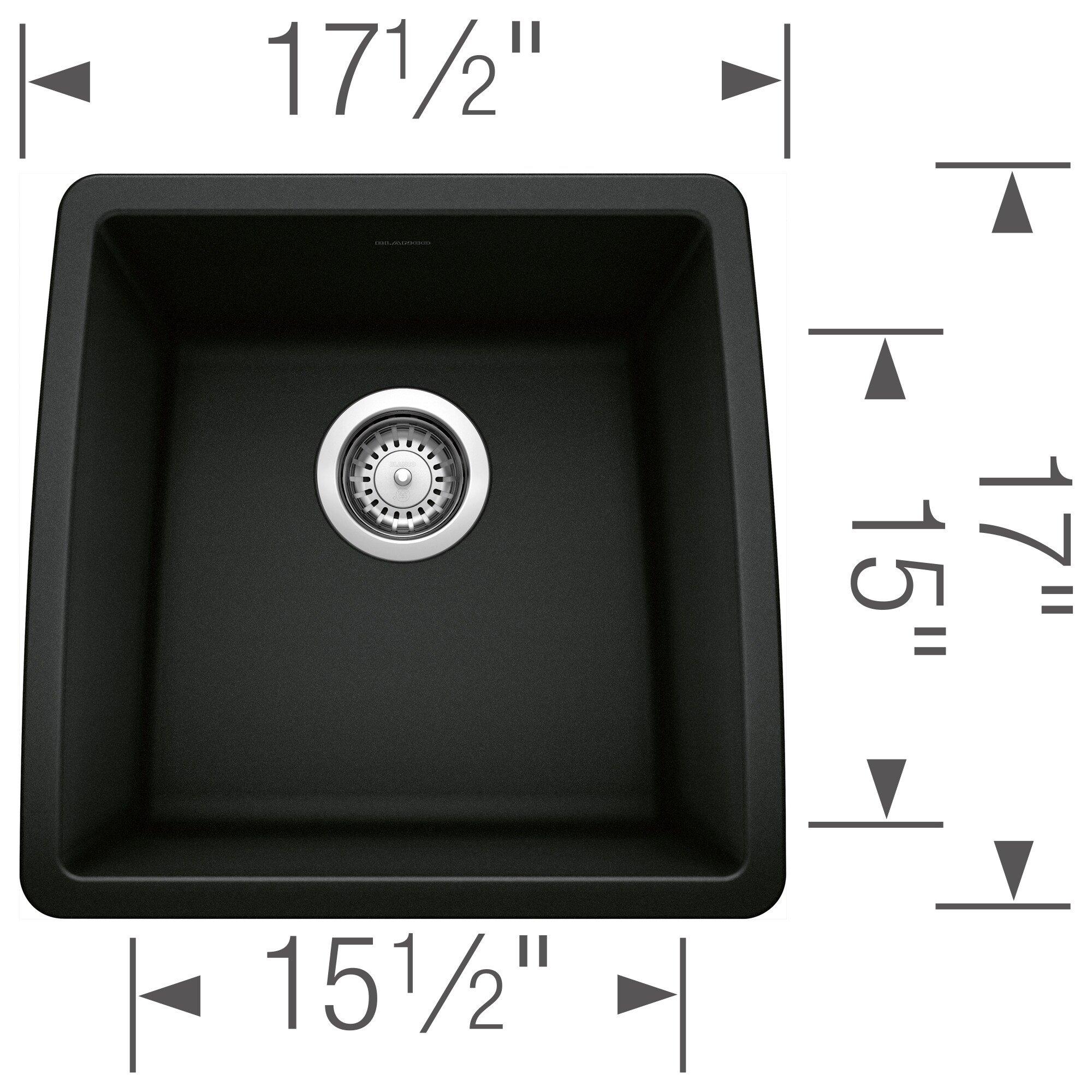 BLANCO Coal Black 17 x 17-1/2 in. 1-Hole Undermount Granite Composite Bar Sink 