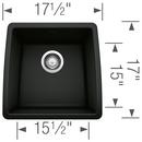 BLANCO Coal Black 17 x 17-1/2 in. 1-Hole Undermount Granite Composite Bar Sink 