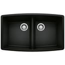 BLANCO Coal Black 33 x 20 in. No Hole Granite Composite Double Bowl Undermount Kitchen Sink 