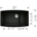 BLANCO Coal Black 32 x 19-1/2 in. No Hole Granite Composite Single Bowl Undermount Kitchen Sink 