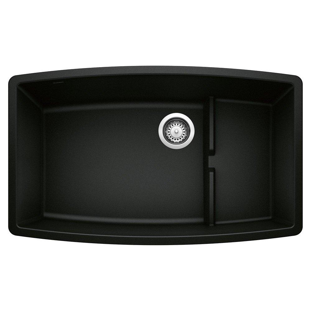 BLANCO Coal Black 32 x 19-1/2 in. No Hole Granite Composite Single Bowl Undermount Kitchen Sink 