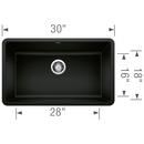 BLANCO Coal Black 30 x 18 in. No Hole Granite Composite Single Bowl Undermount Kitchen Sink 