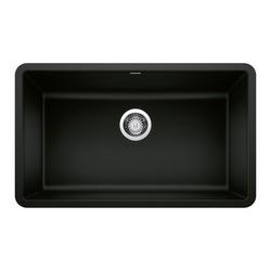 30 in. Undermount Silgranit Single Bowl Kitchen Sink in Coal Black