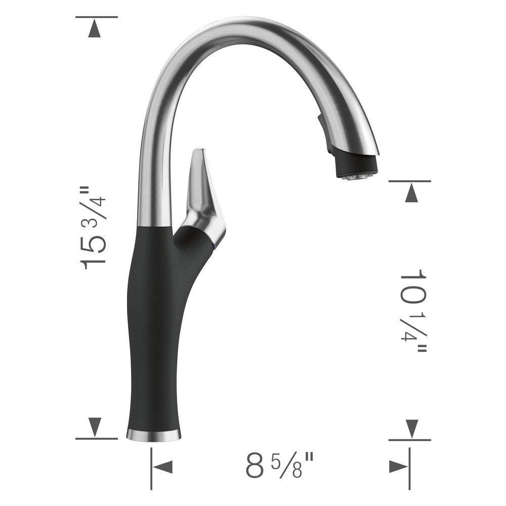 BLANCO PVD Steel/Coal Black Single Handle Bar Faucet 
