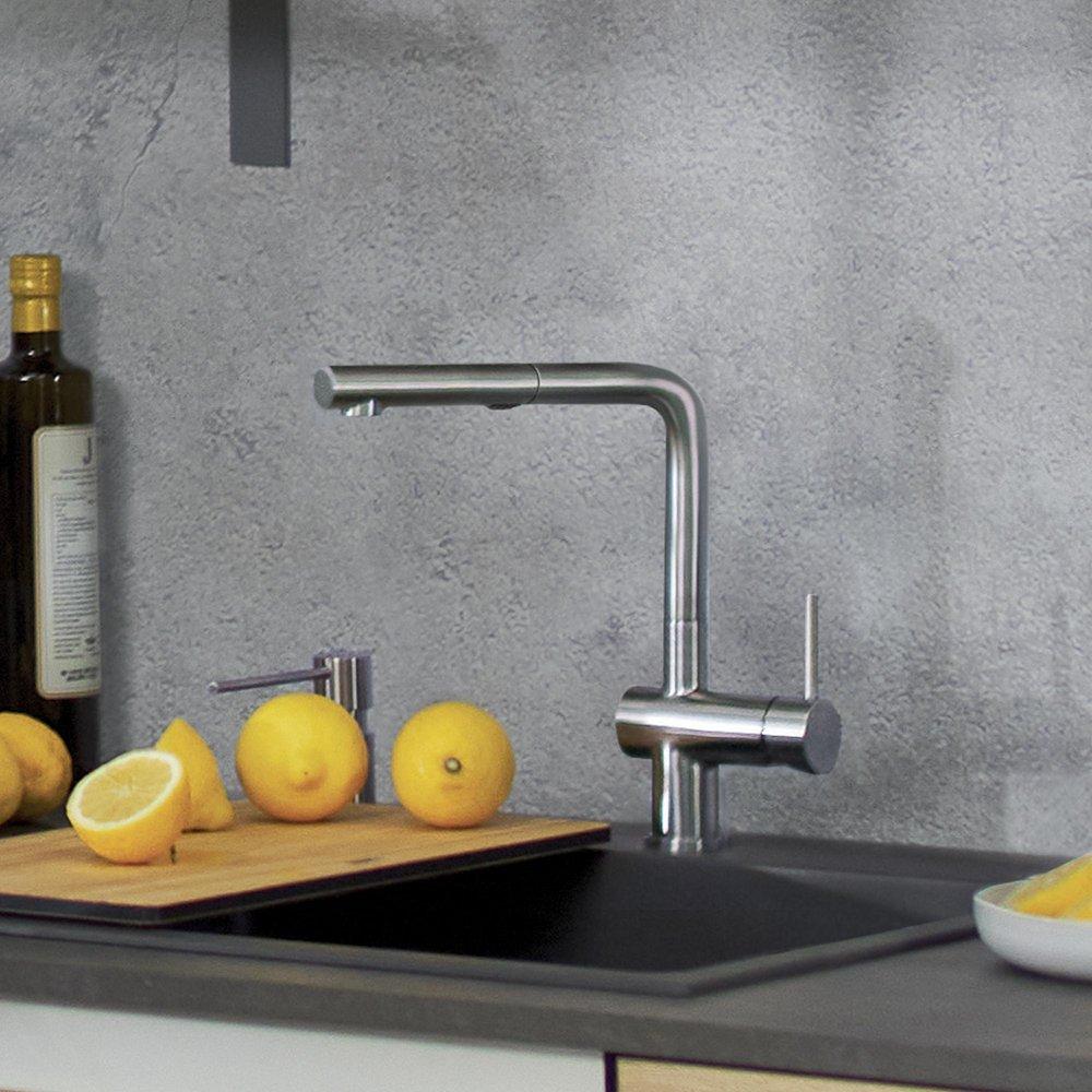 BLANCO PVD Steel Single Handle Pull Out Kitchen Faucet 