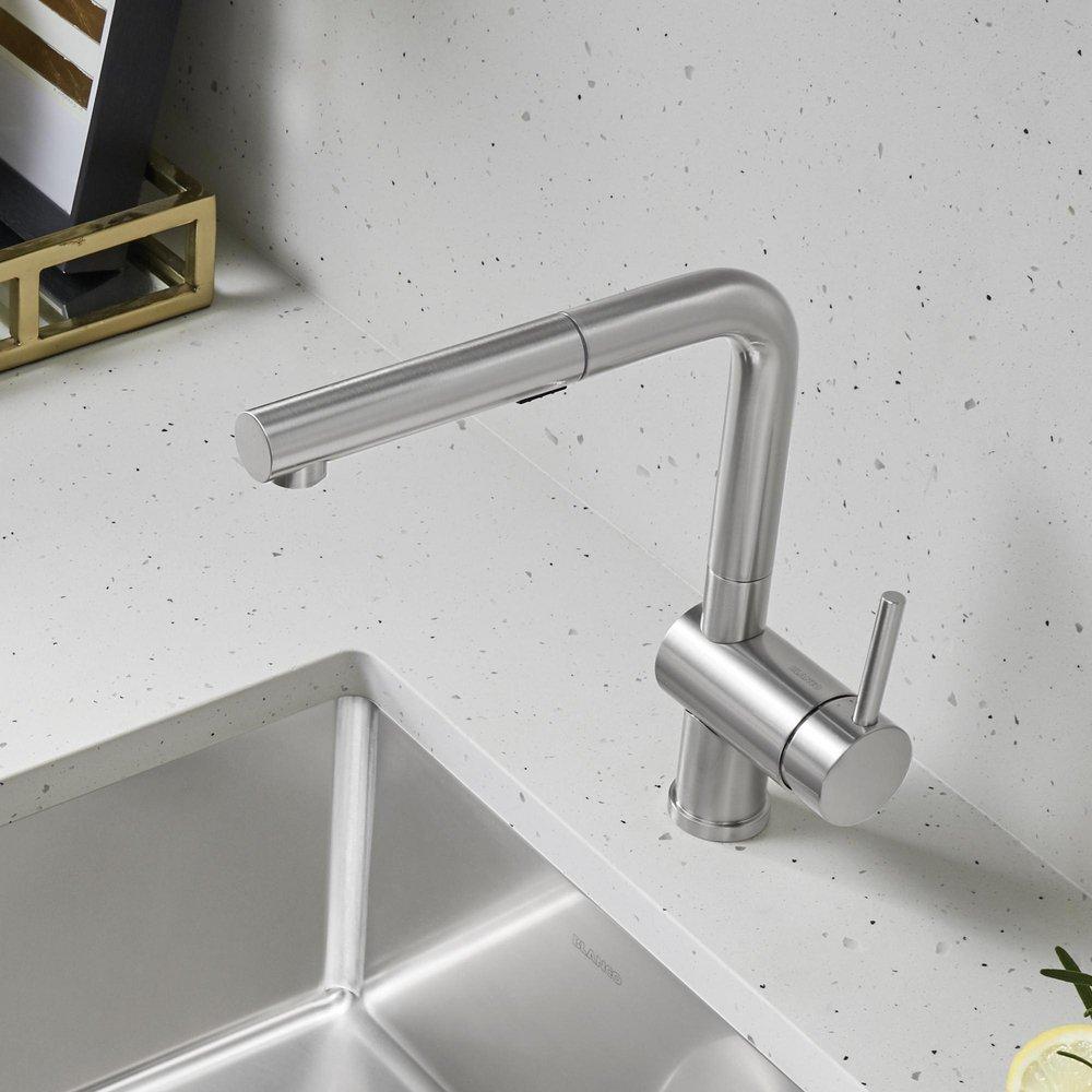BLANCO PVD Steel Single Handle Pull Out Kitchen Faucet 