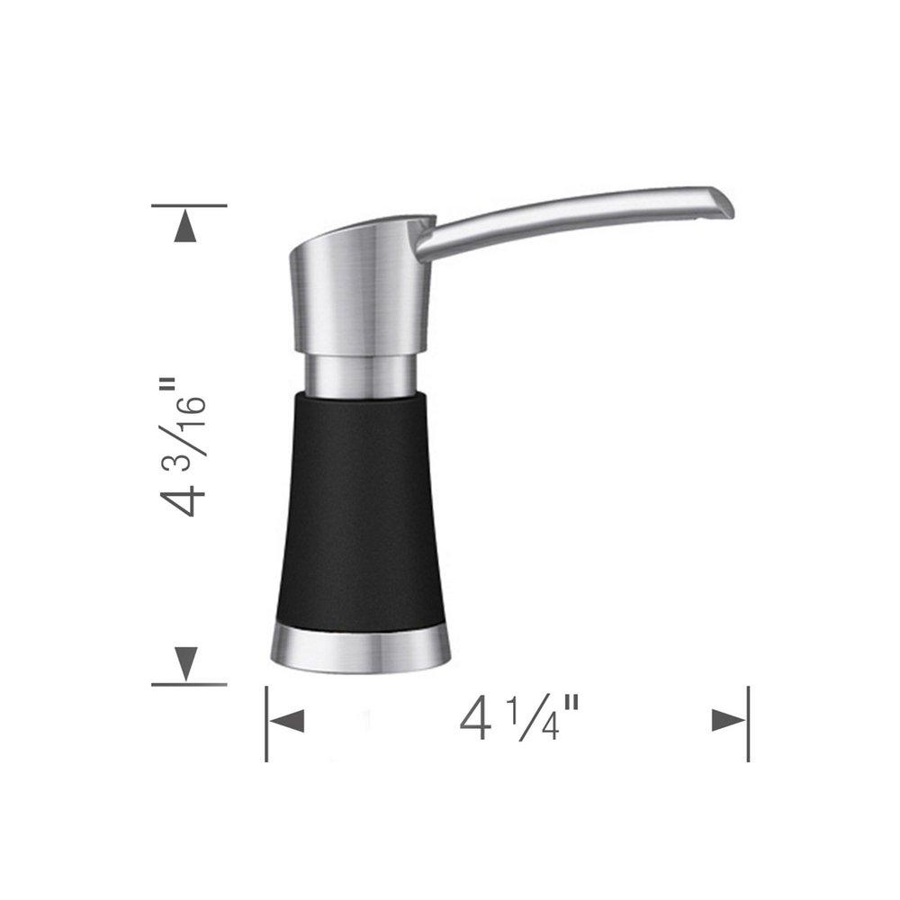BLANCO PVD Steel/Coal Black 4-3/16 in. 12.5 oz. Kitchen Soap Dispenser 