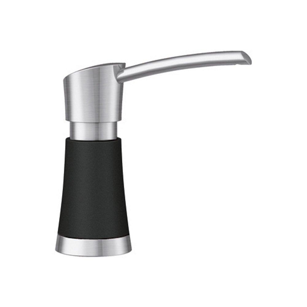 BLANCO PVD Steel/Coal Black 4-3/16 in. 12.5 oz. Kitchen Soap Dispenser 