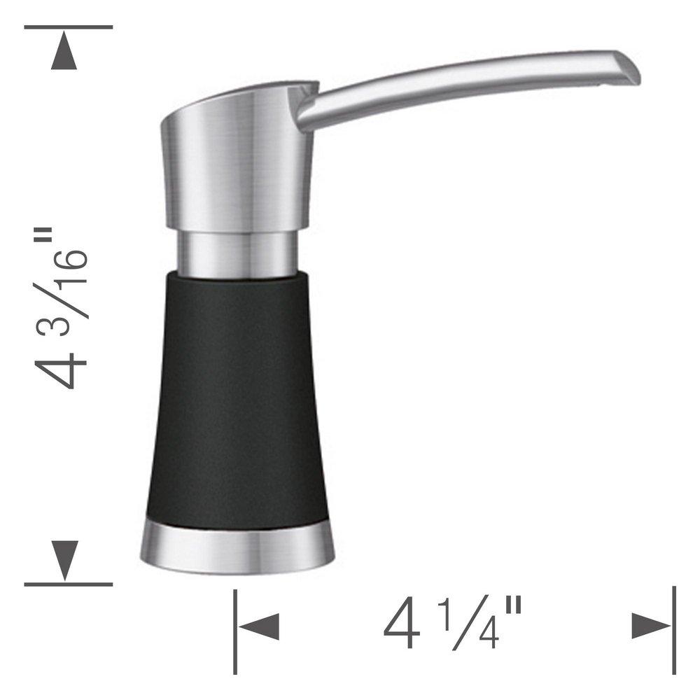 BLANCO PVD Steel/Coal Black 4-3/16 in. 12.5 oz. Kitchen Soap Dispenser 