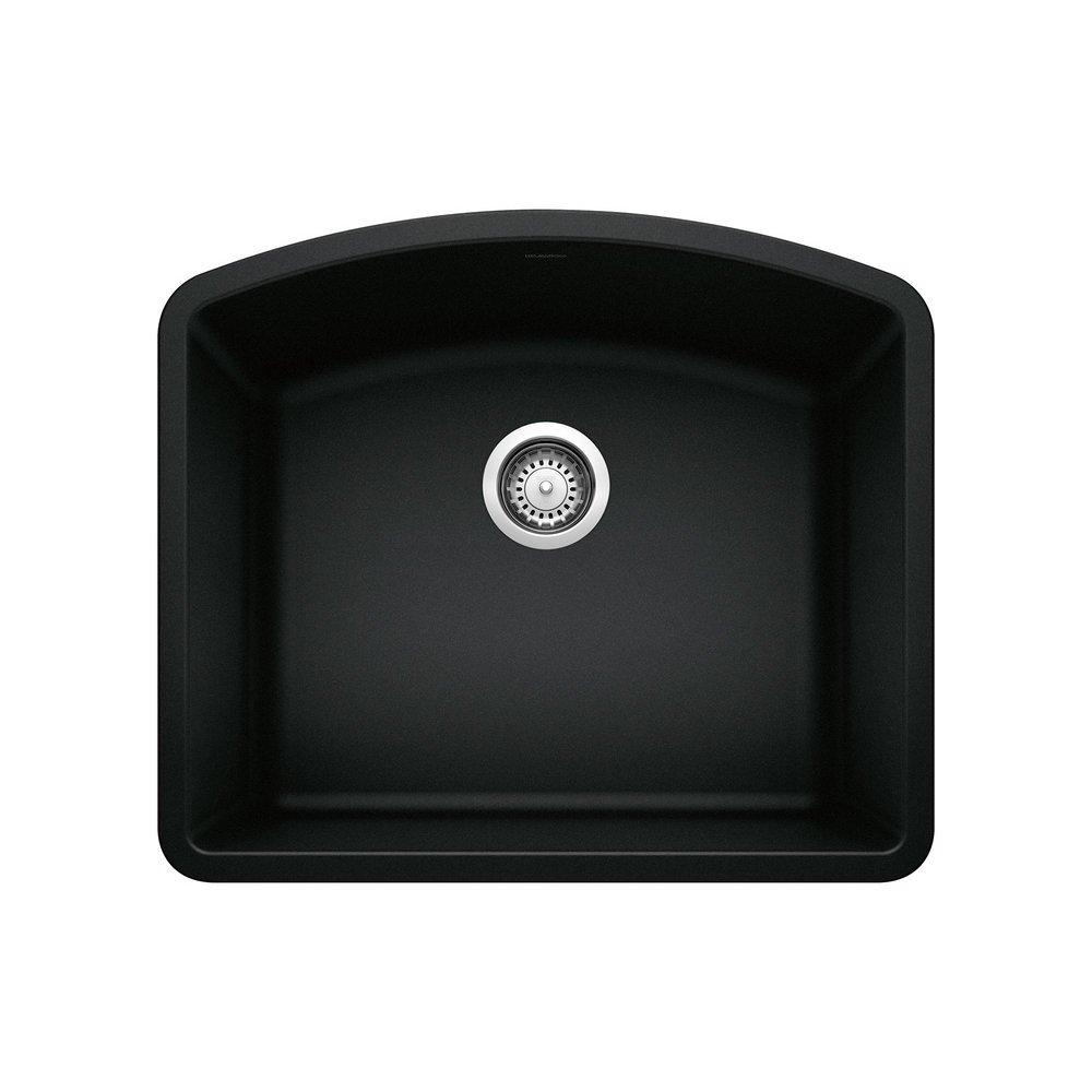 BLANCO Coal Black 24 x 20-3/4 in. No Hole Granite Composite Single Bowl Undermount Kitchen Sink 