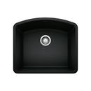 24 in. Undermount Silgranit Single Bowl Kitchen Sink in Coal Black