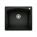 25 in. Dual Mount Silgranit Single Bowl Kitchen Sink in Coal Black