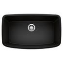32 in. Undermount Silgranit Single Bowl Kitchen Sink in Coal Black