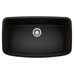 32 in. Undermount Silgranit Single Bowl Kitchen Sink in Coal Black