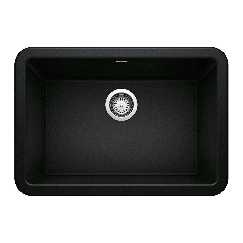BLANCO Coal Black 27 x 19 in. No Hole Granite Composite Single Bowl Farmhouse Kitchen Sink 