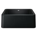 27 x 19 in. No Hole Granite Composite Single Bowl Farmhouse Kitchen Sink in Coal Black