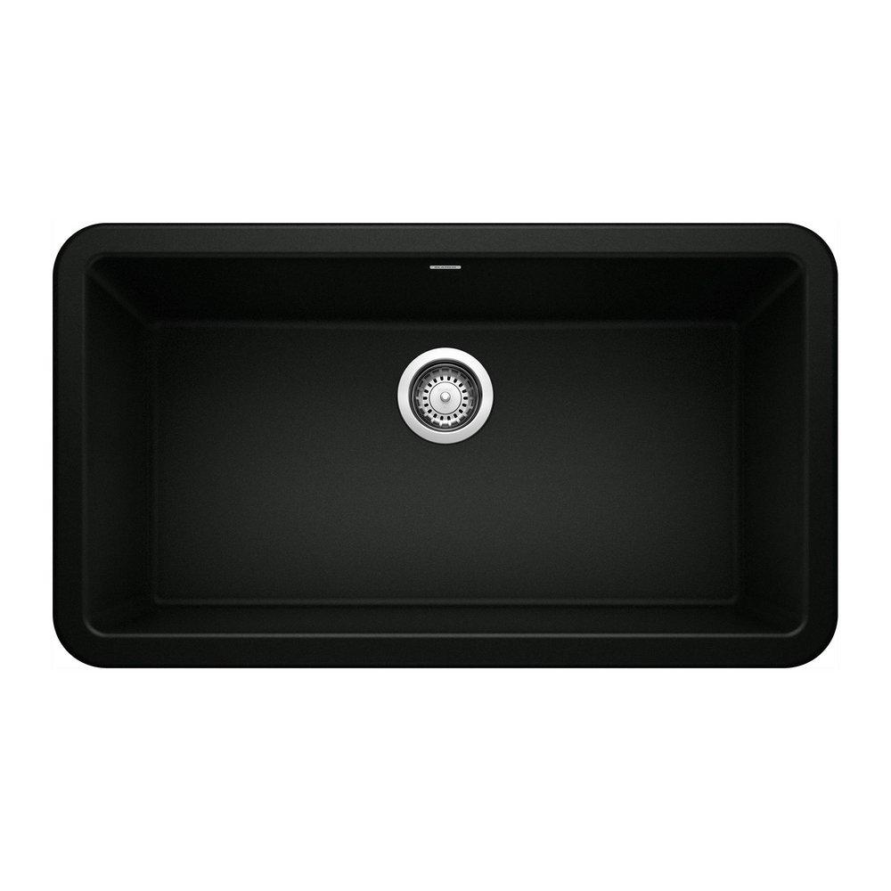 BLANCO Coal Black 33 x 19 in. No Hole Granite Composite Single Bowl Farmhouse Kitchen Sink 
