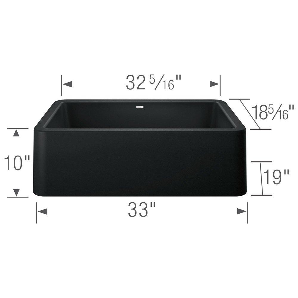 BLANCO Coal Black 33 x 19 in. No Hole Granite Composite Single Bowl Farmhouse Kitchen Sink 