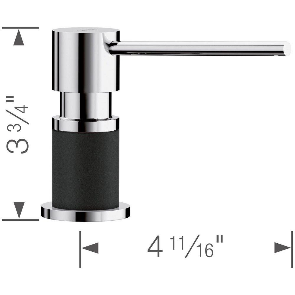 BLANCO Chrome/Coal Black 3-3/4 in. 10 oz. Kitchen Soap Dispenser 