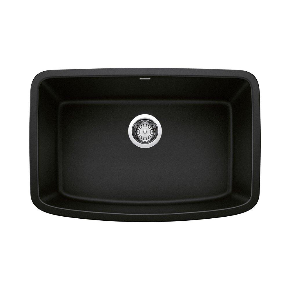 BLANCO Coal Black 27 x 18 in. No Hole Granite Composite Single Bowl Undermount Kitchen Sink 