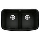 BLANCO Coal Black 32 x 19 in. No Hole Granite Composite Double Bowl Undermount Kitchen Sink 