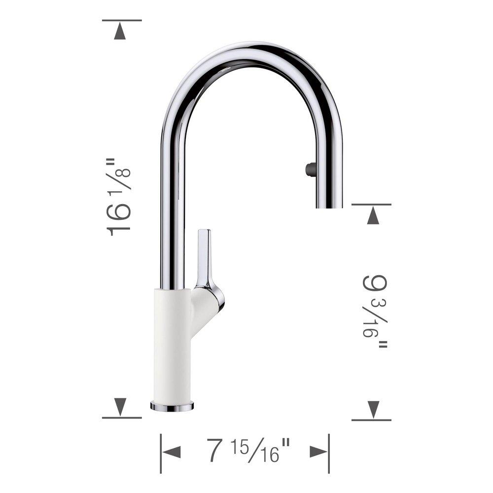 BLANCO Chrome/White Single Handle Pull Down Kitchen Faucet 