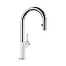 Single Handle Pull Down Kitchen Faucet in Chrome with White