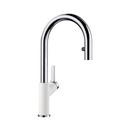 BLANCO Chrome/White Single Handle Pull Down Kitchen Faucet 