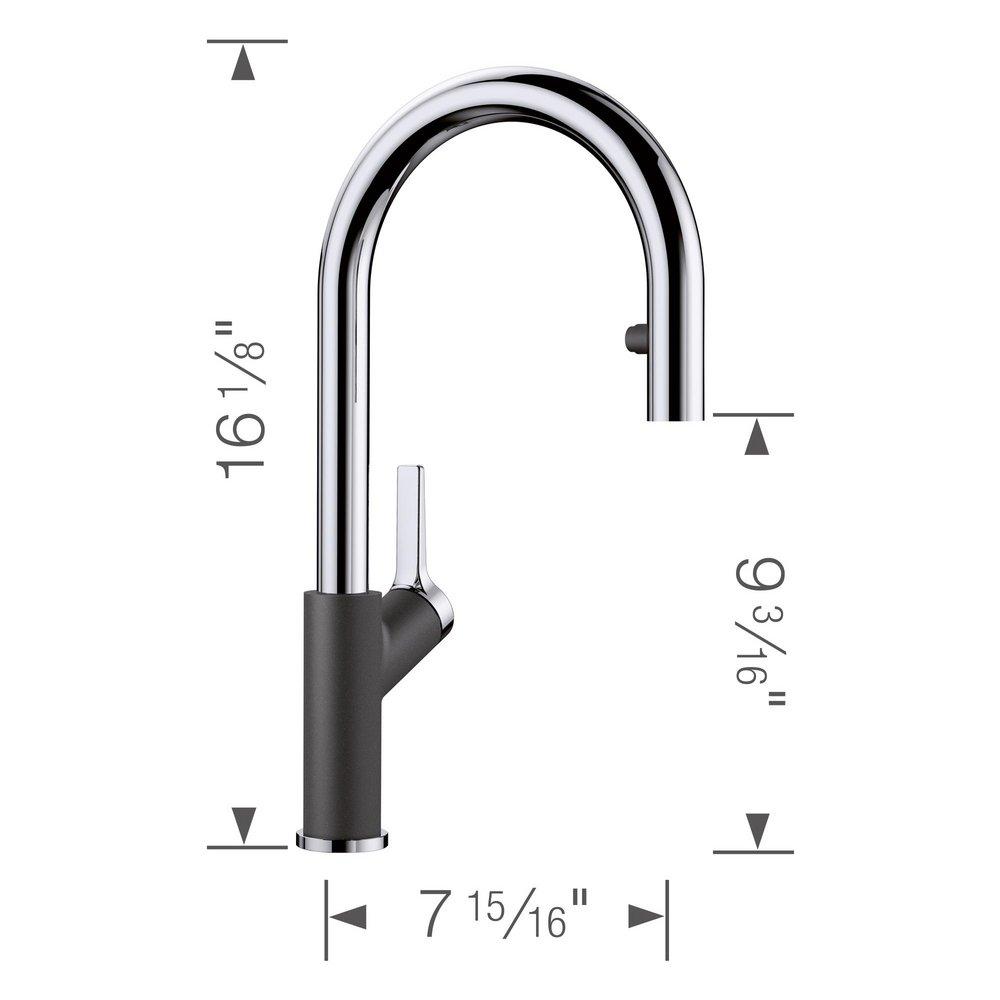 BLANCO Chrome/Anthracite Single Handle Pull Down Kitchen Faucet 