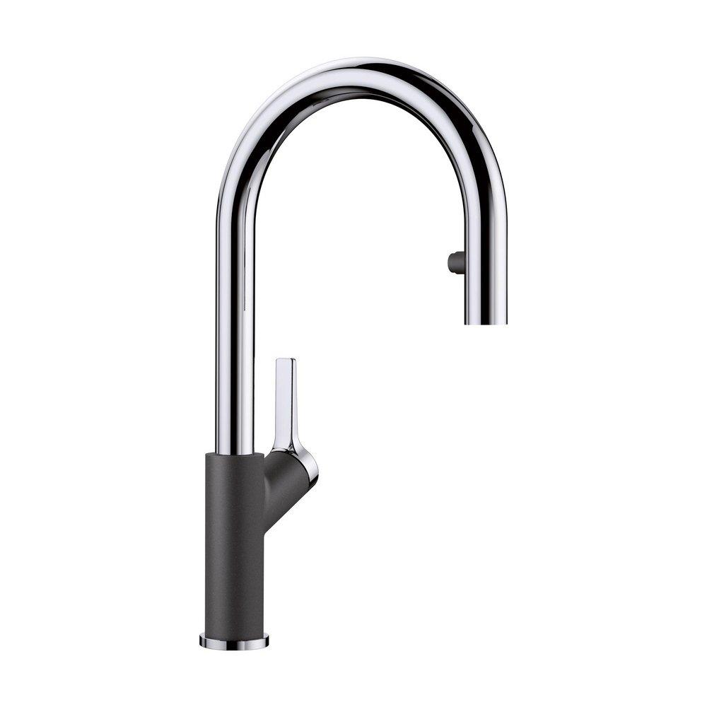 BLANCO Chrome/Anthracite Single Handle Pull Down Kitchen Faucet 