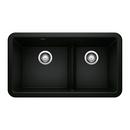 BLANCO Coal Black 33 x 19 in. No Hole Granite Composite Double Bowl Farmhouse Kitchen Sink 