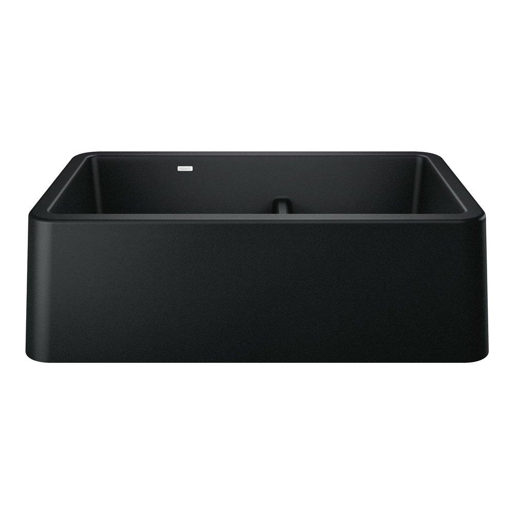 BLANCO Coal Black 33 x 19 in. No Hole Granite Composite Double Bowl Farmhouse Kitchen Sink 