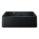 33 x 19 in. No Hole Granite Composite Double Bowl Farmhouse Kitchen Sink in Coal Black