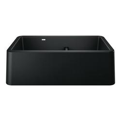 33 in. Farmhouse Silgranit Double Bowl Kitchen Sink in Coal Black