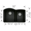 BLANCO Coal Black No Hole Granite Composite Double Bowl Undermount Kitchen Sink in Coal Black 