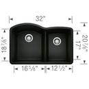BLANCO Coal Black No Hole Granite Composite Double Bowl Undermount Kitchen Sink in Coal Black 