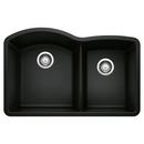 BLANCO Coal Black No Hole Granite Composite Double Bowl Undermount Kitchen Sink in Coal Black 
