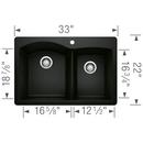 BLANCO Coal Black 32 x 20-3/4 in. 1-Hole Granite Composite Double Bowl Dual Mount Kitchen Sink 